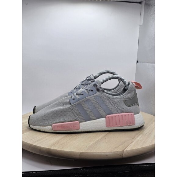 Adidas NMD R1 Boost Womens 8 Gray Pink Running Shoes Low Athletic Gym BY3058 - Picture 1 of 9